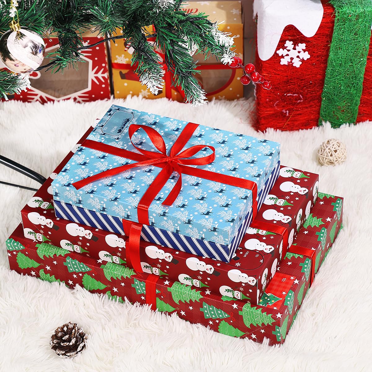 12stück Geschenkbox Weihnachten Mit Deckel: Groß Geschenkverpackung Kraft Pappschachteln Geschenkkarton Mit Deckel Geschenkbox Weihnachten Groß Mit Namensetiketten, Kleidung