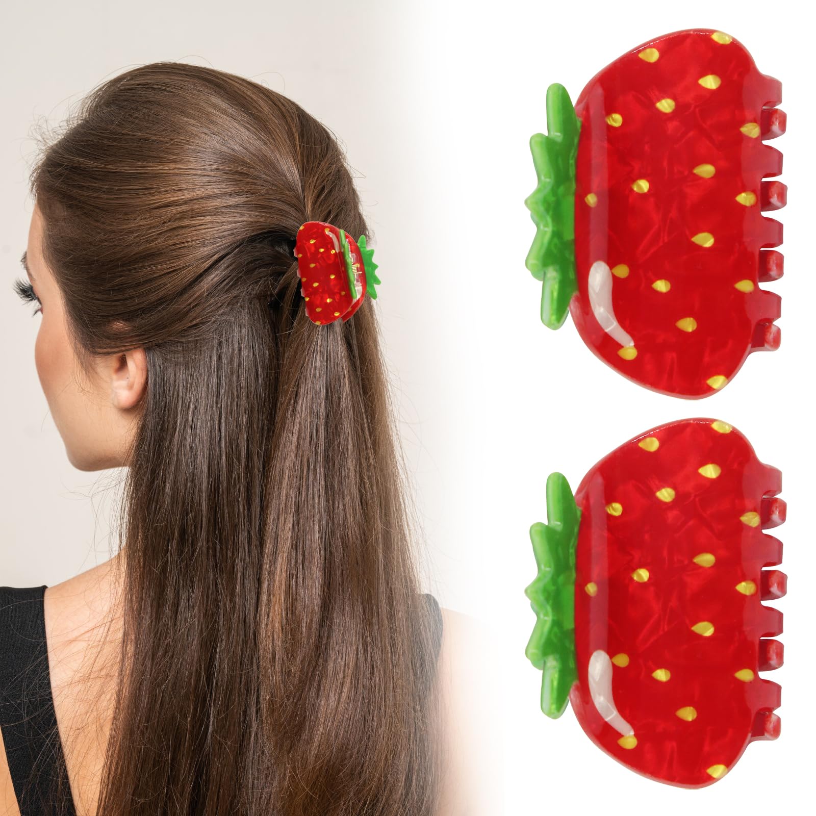 2Pcs Cute Strawberry Hairpins Supplies