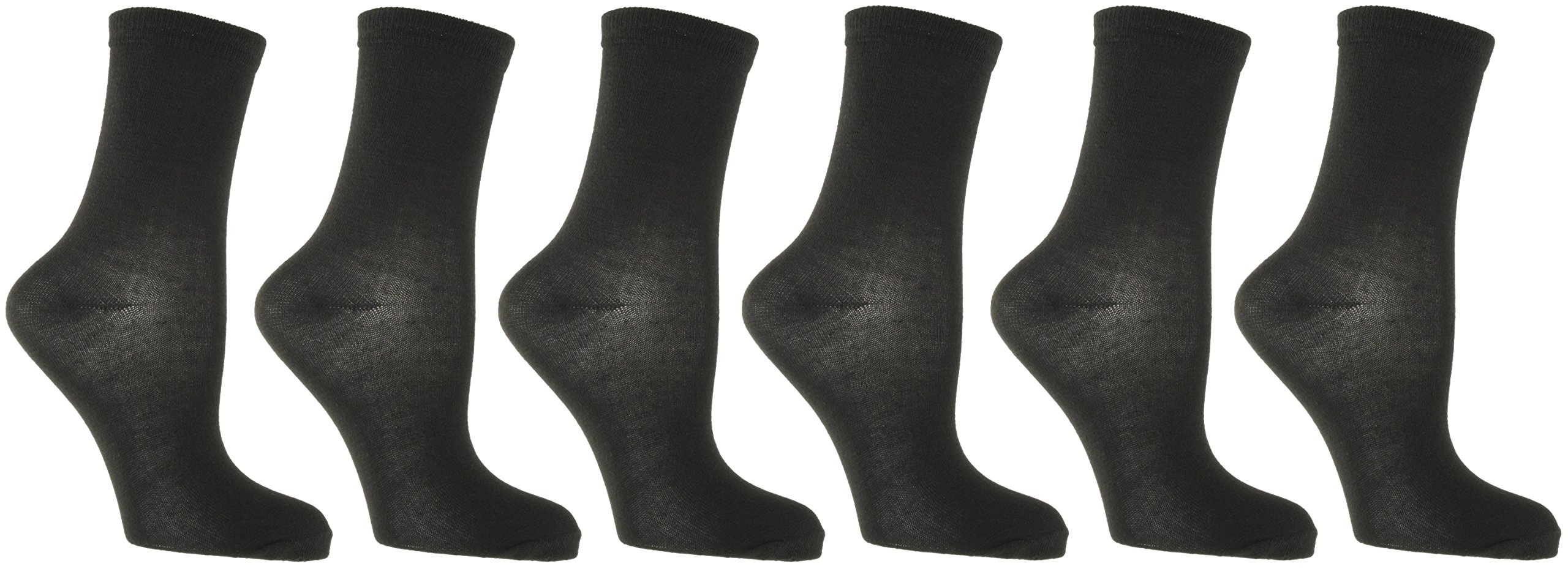 RJM Ladies Plain Ankle Socks Size 4-7 6 Pack Black