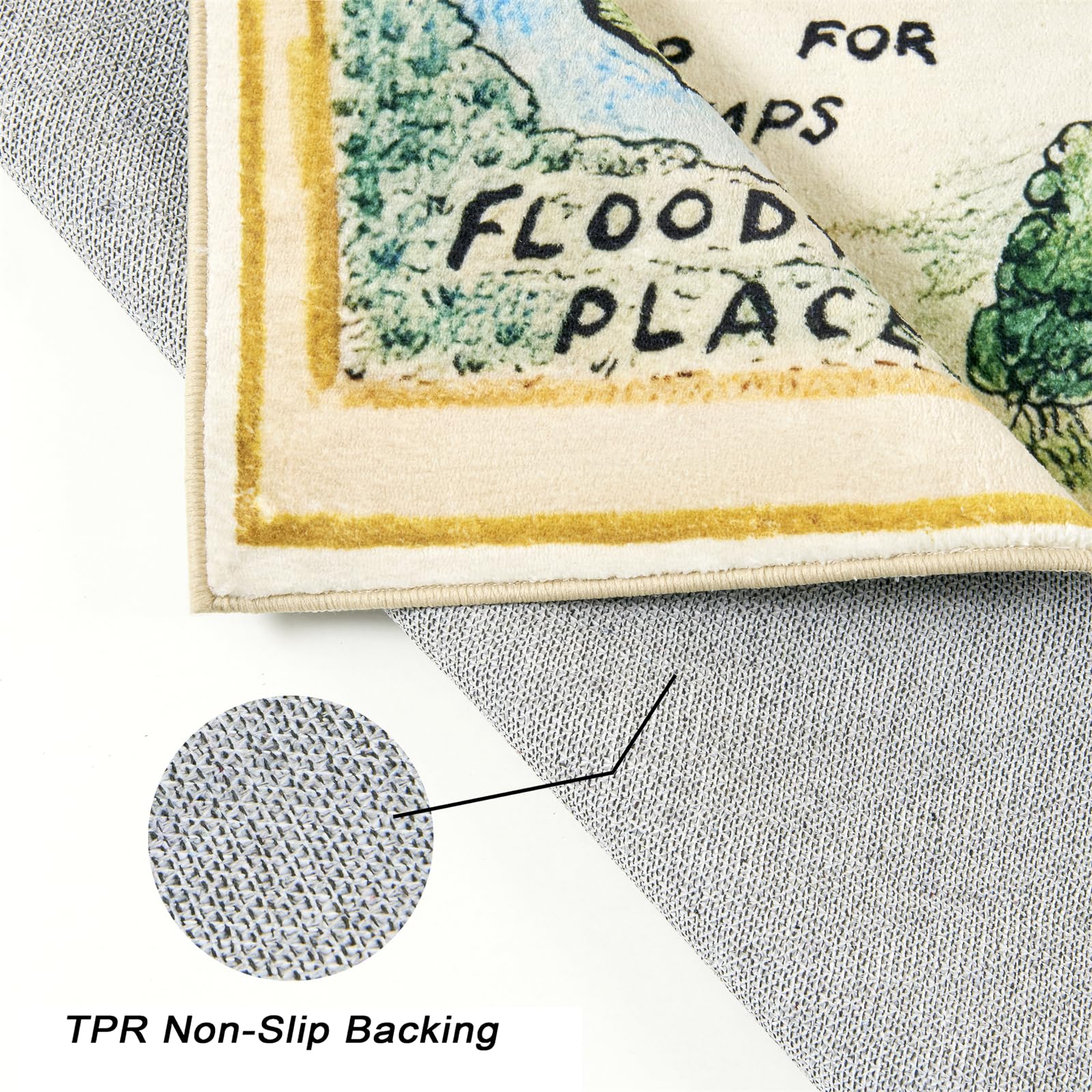 5x7 Washable Nursery Rug, Cute Woodland Kids Play Rug For Girls Boys Neutral Soft Crawling Play Mat For Classroom Children Toddlers Bedroom Stain Resistant Easy Clean, 100 Acre Wood Map Carpet - View #3