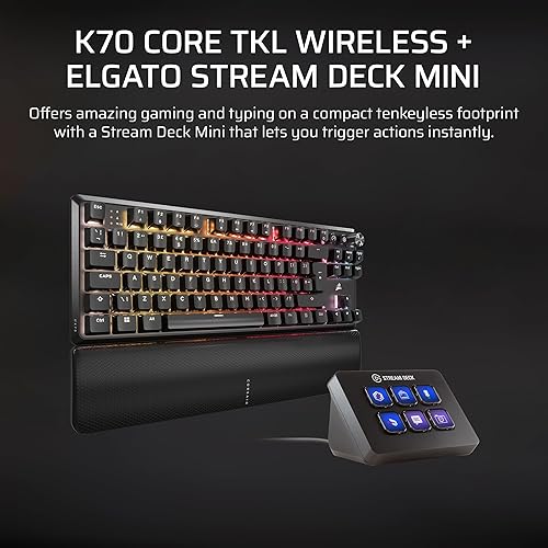 Miniatura 2 de Corsair K70 CORE TKL Wireless + Elgato Stream Deck Mini Bundle - Teclado mecánico para juegos sin llave con controlador de estudio para Zoom,