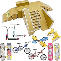 Ruedas Mini Bmx Juego de rampas para patinetas con dedos y patinetas para dedos de 16 piezas para patinetas con patines, rampas, patinetas, patinetas, bicicletas y tablas de ruedas