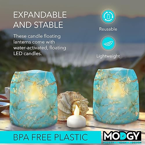 Miniatura 3 de MODGY Farol LED luminoso portavelas decorativo para interiores y exteriores, lámparas de vela de plástico para mesa de boda, porche, velas flotantes