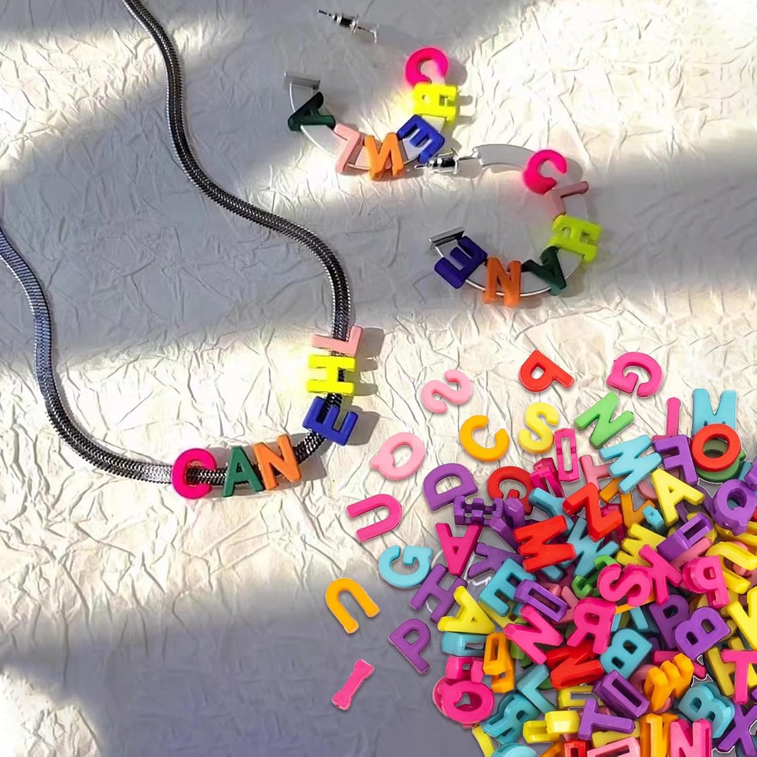 400pcs Large Alphabet Letter Beads,A-Z Large Alphabet Letter Charms for Jewelry Making, Bracelets, Necklaces, Keychains, DIY Crafts, Plastic Beads for Personalized Accessories (Classic Color) - Image 4