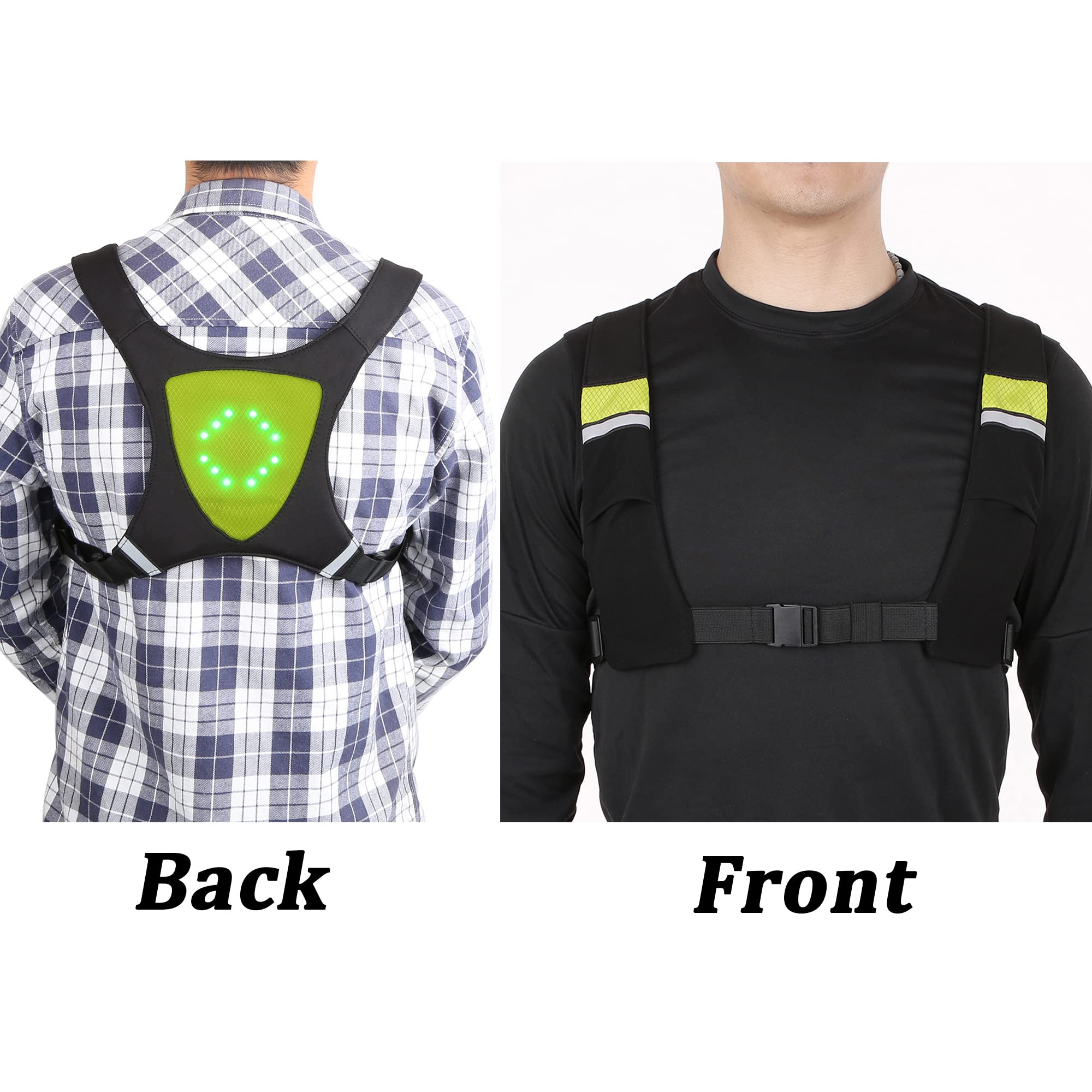 Gilet de Cyclisme de Sécurité à LED avec Indicateur de Direction Télécommande sans Fil Sac à Dos de Vélo Lumineux Clignotant Pack de Vélo Réfléchissant pour Le Cyclisme de Nuit la Course à Pied