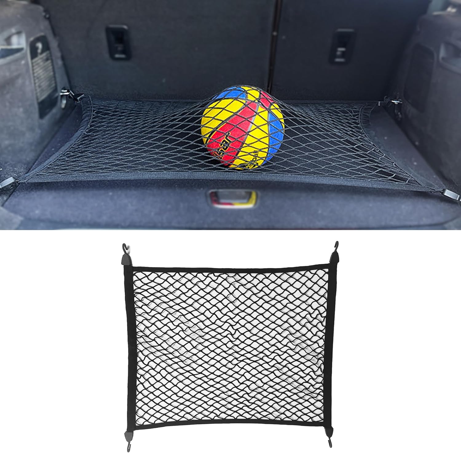 Tioollev Elastic Cargo Net for SUV and Truck — Stretchable Trunk Organizer