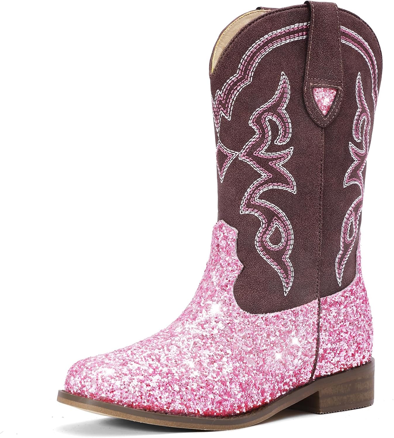 Toddler Girls Cowboy Boots - Cowgirl Western Boot for Kids Sparkle Glitter Mid Calf Riding Shoes Little Kid/Big Kid