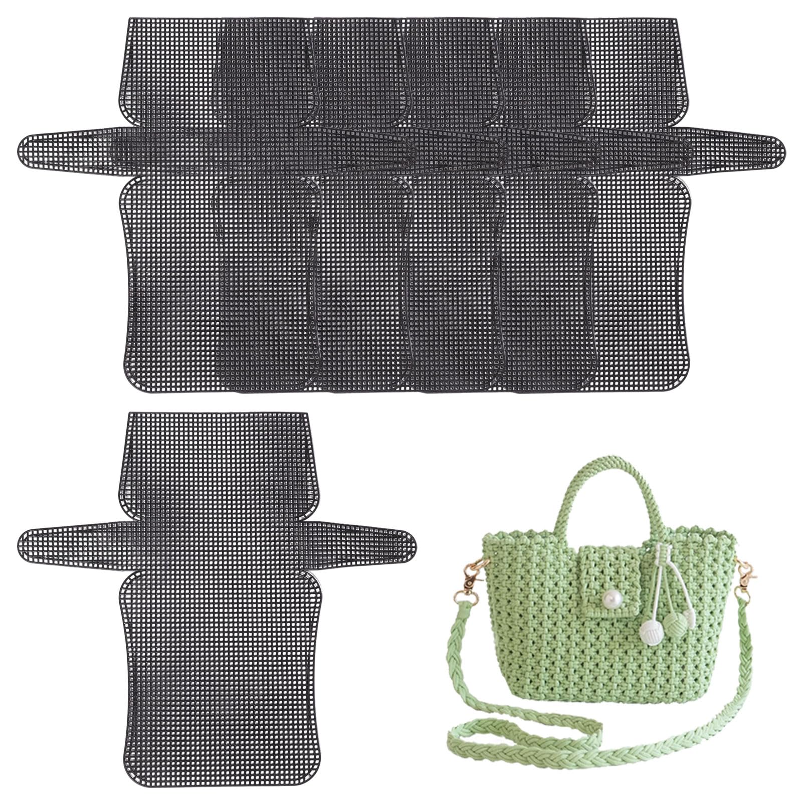 Feuille plastique perforée pour sac rigide et canevas de tricot fait main