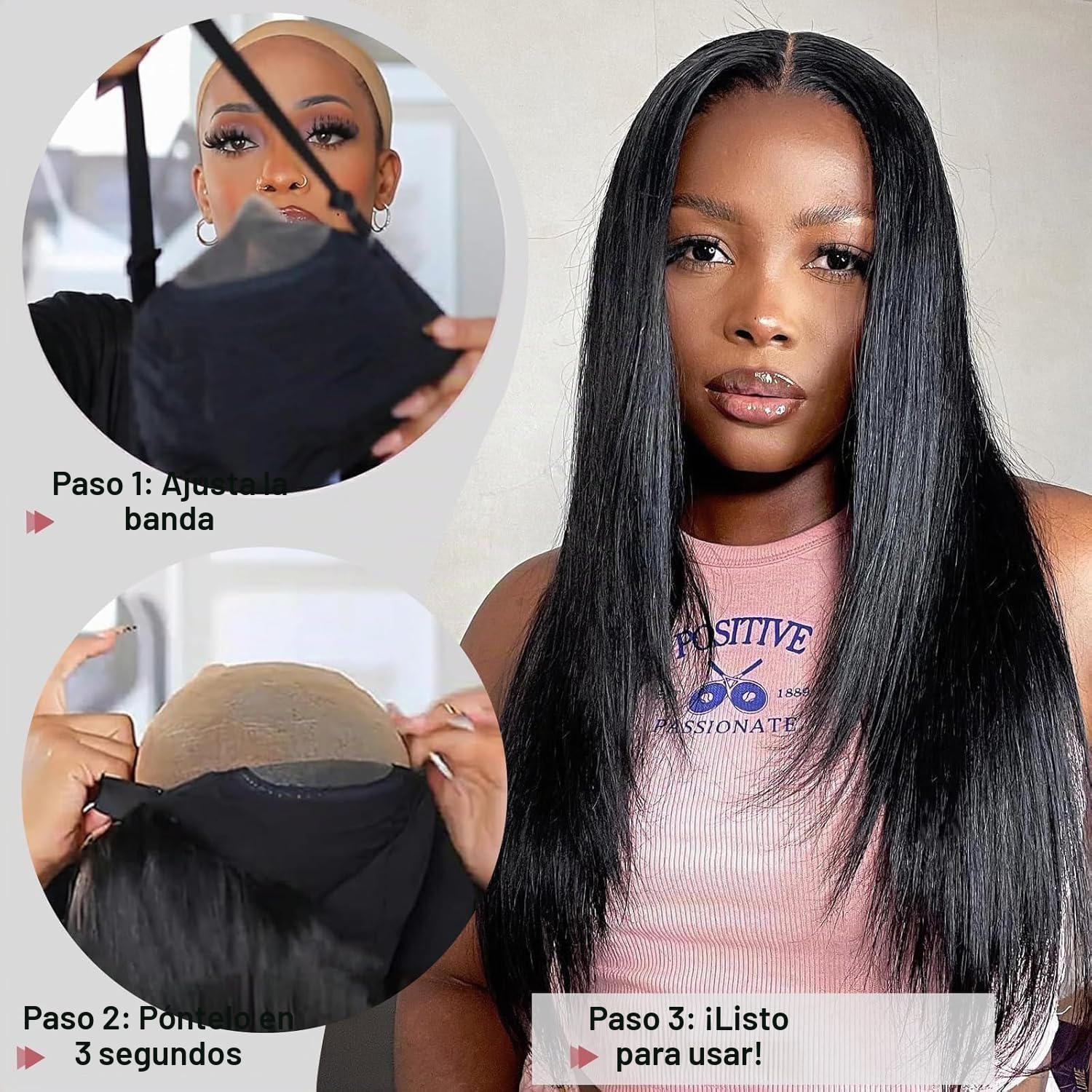 20 Pulgadas Pelucas Mujer Pelo Natural 5x5 Lace Front Wigs Human Hair Peluca Negra Larga Con 180% Densidad Rayita Pre Arrancada Con Cabello Natural De Bebé (50cm)