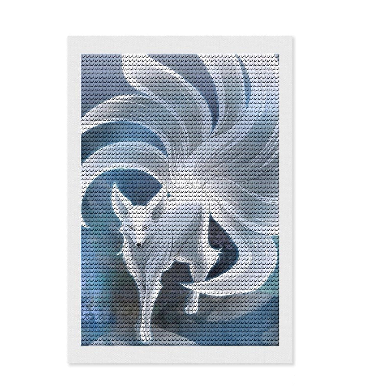 Junmoney Kitsune Kitsune Diamond Art Kit 8"x12", with Tool Kit, Easy to Enjoy, Bedroom Decor, Christmas Gift, Pleasing Wall Art Project