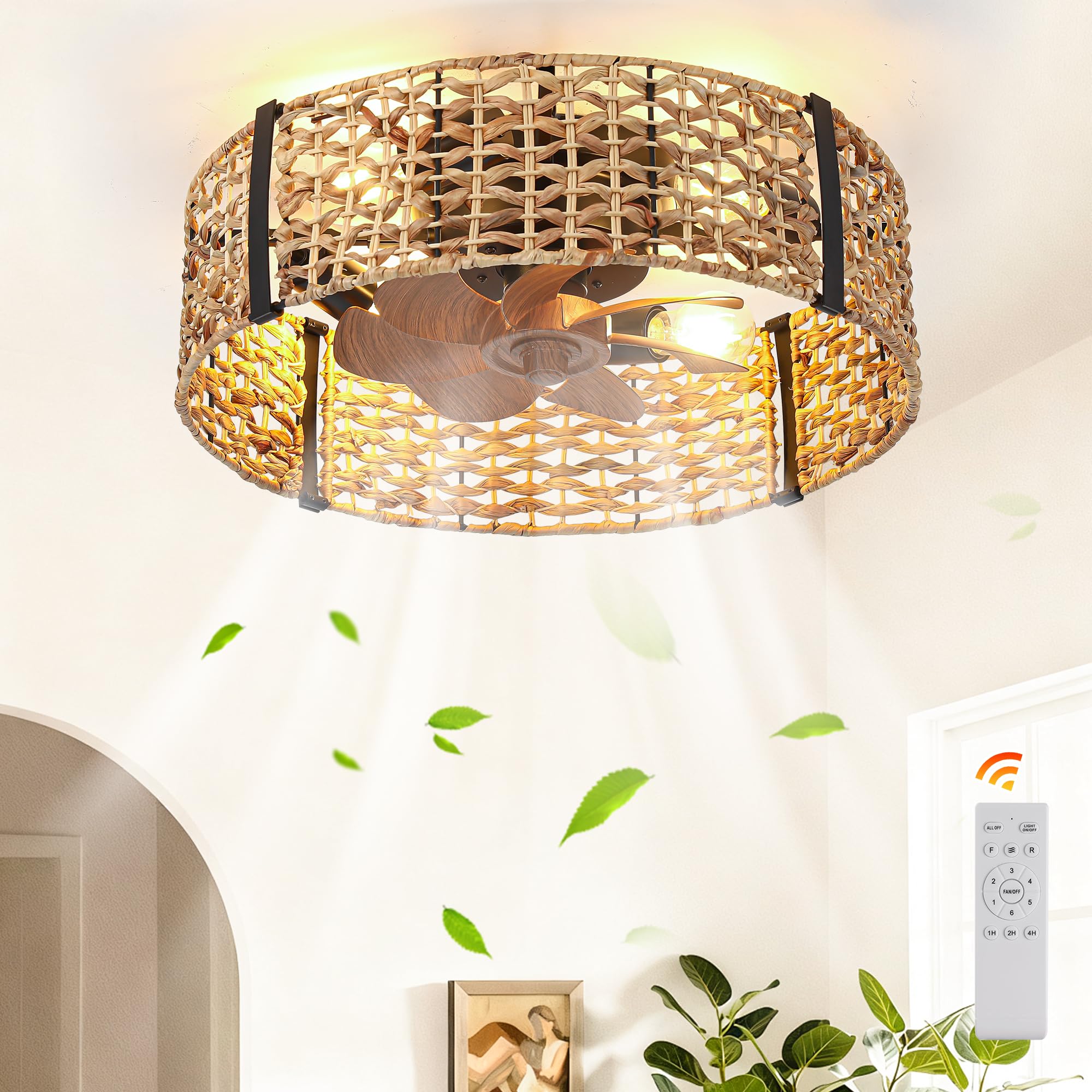 Ganeed Boho Ceiling Fan with Lights and Remote Control 4 Lights โ image 1