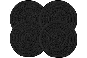 Premium Black Coasters Woven for Drinks and Home Decor