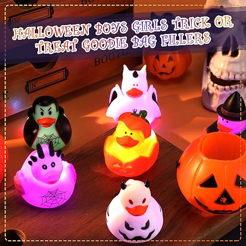 Miniatura 7 de Patos de goma de Halloween de 2 pulgadas, patos de goma que brillan en la oscuridad, juguetes de baño, regalos temáticos de Halloween, surtido de