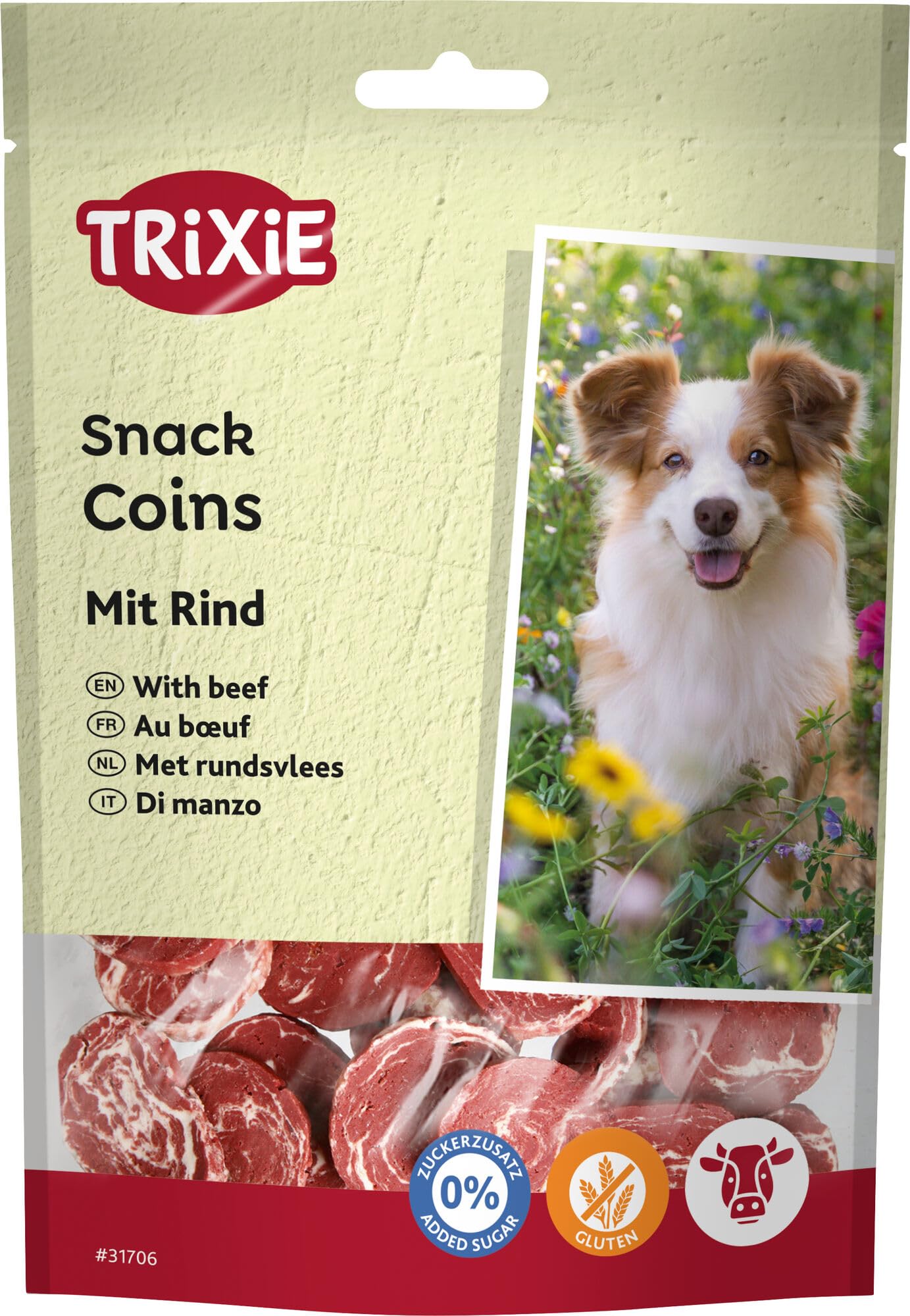 TRIXIE Snack Coins with beef - tender dog snacks - gluten-free and without added sugar - 100 g - 31706