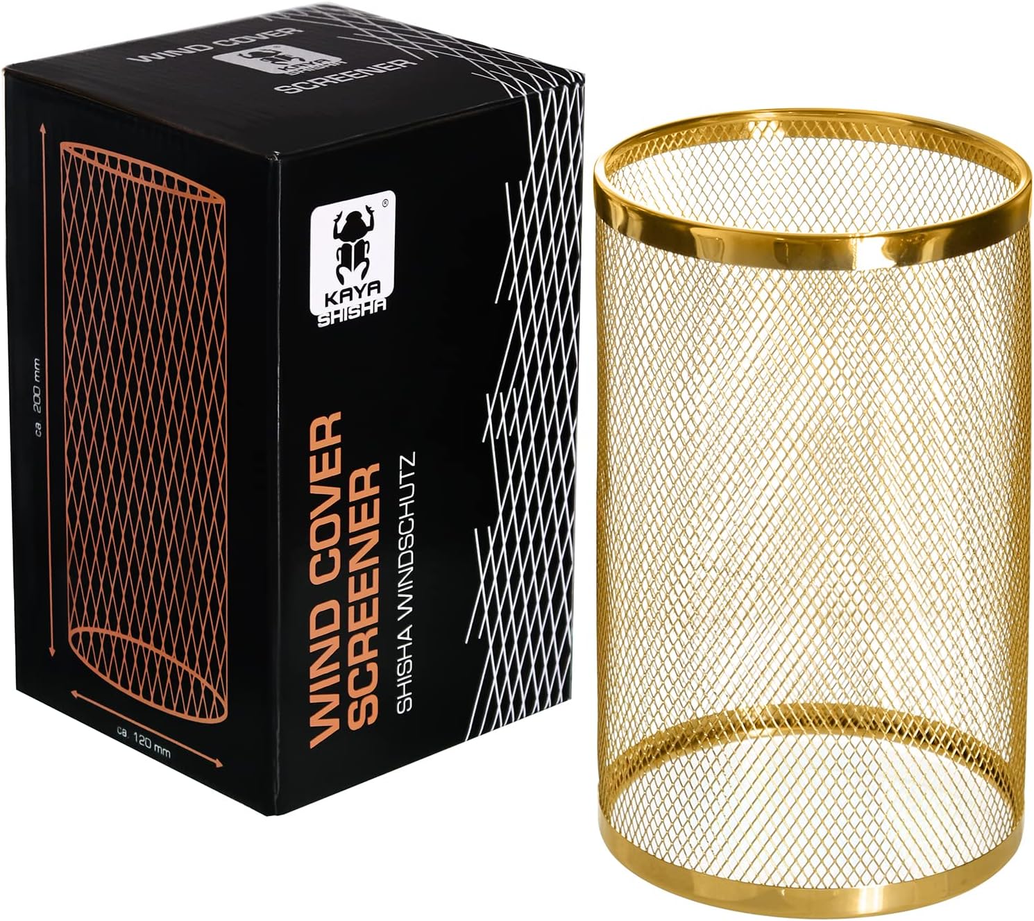 Kaya Rejilla Protectora Shisha, Cortavientos metálico, protección contra Las chispas y la caída del carbón en Interiores y Exteriores (Oro)
