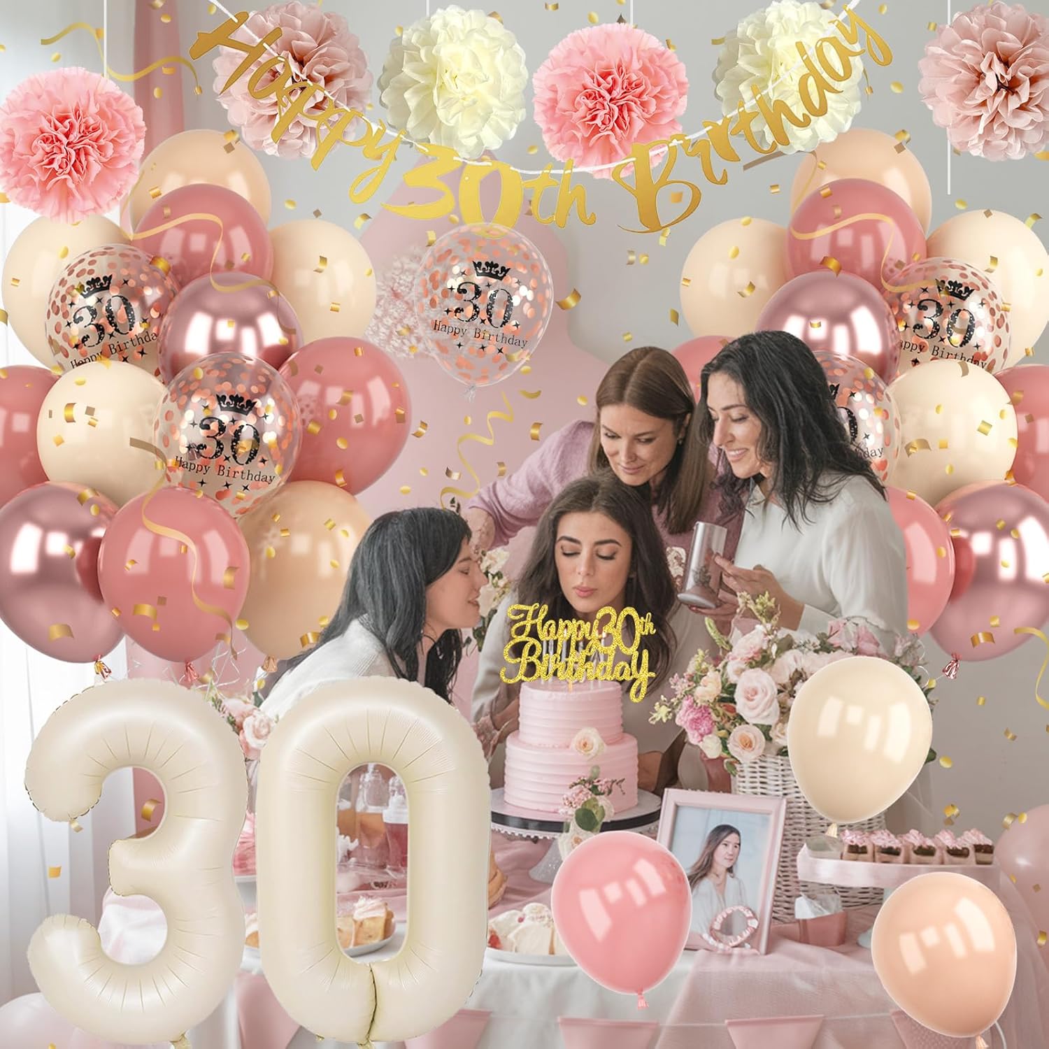 30th Birthday Decorations and 4FT Marquee 30 Numbers Large Black Light Up Numbers 30 for 30th Birthday Decorations Big Mosaic Numbers Frame Giant Cardboard