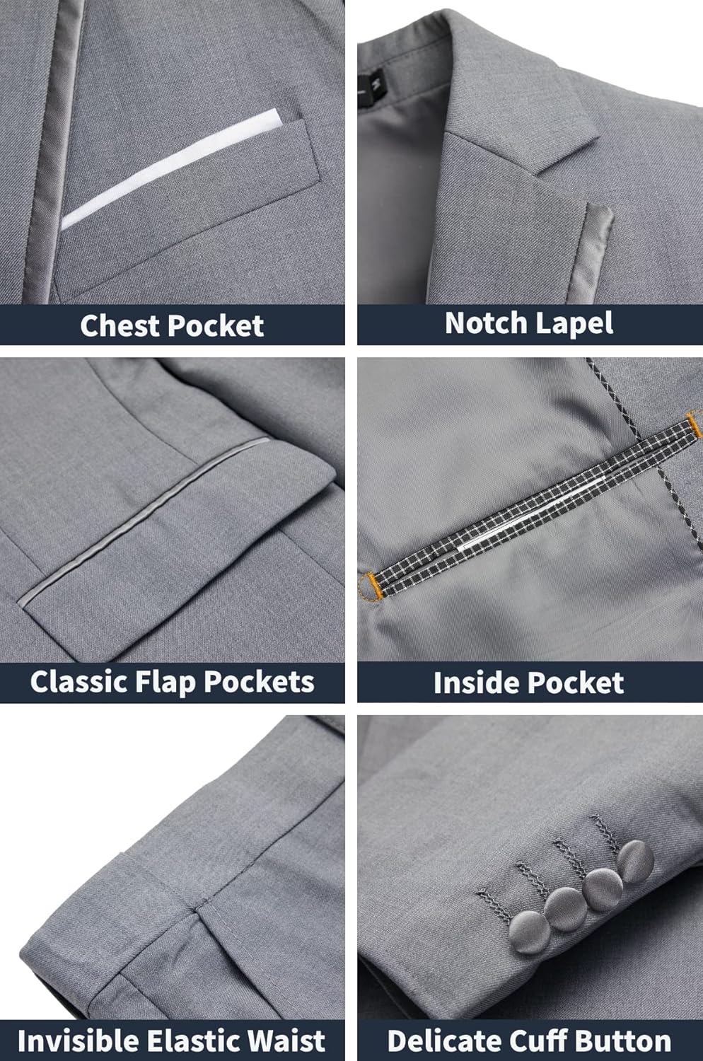 MAGE MALE Men's 2 Piece Suit One Button Slim Fit Formal Wedding Prom Tuxedo Suits Blazer Pants with Bow Tie Set - Image 2