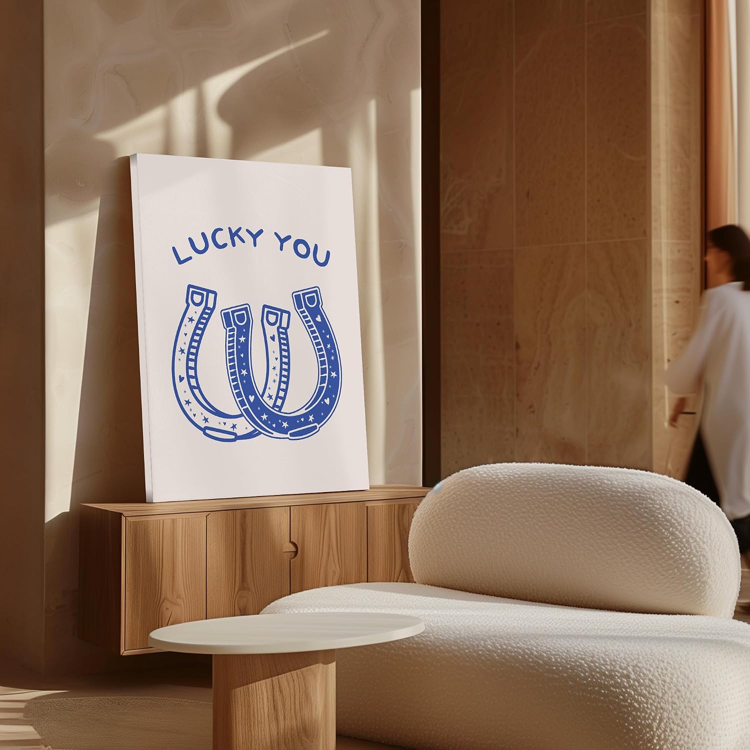 Poster Master Blue Lucky You Canvas - Retro Cowgirl Print - Western Art - Wild West Art - Gift for Men, Women & Lovers - Romantic Decor for Office or Living Room - 8x10 STRETCHED Canvas