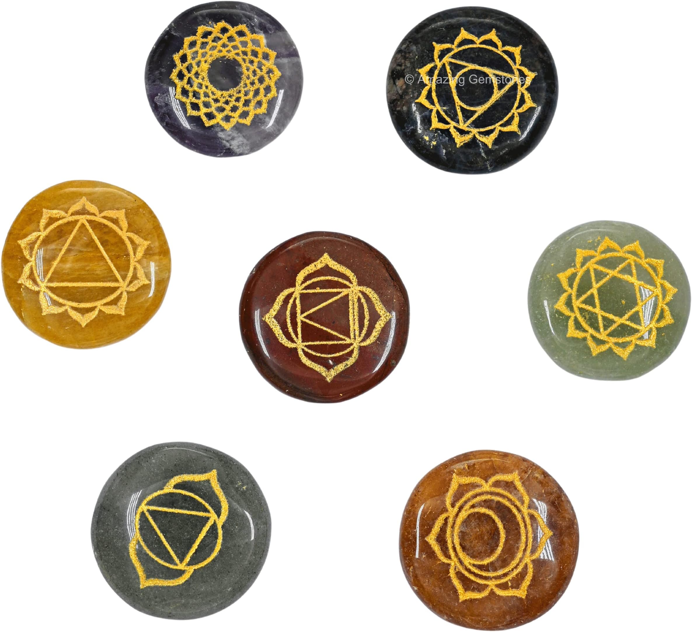 Amazon.com: 7 Chakra Set Reiki Healing Crystal with Engraved Chakra ...