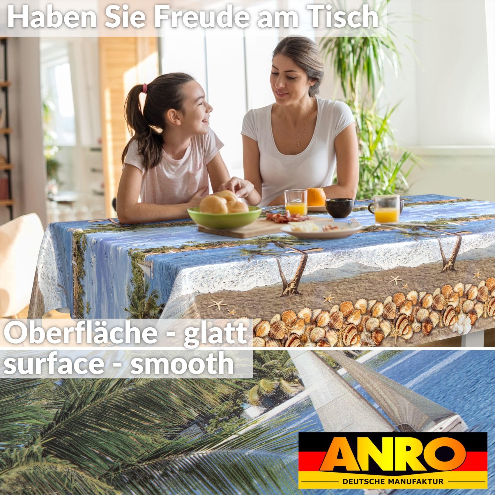 ANRO Oilcloth Tablecloth, Washable, Oilcloth, Garden Tablecloth, Outdoor, Indoor, 100 x 140 cm, Cut Edge, Holiday - Image 3