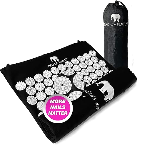 BED OF NAILS The Original Premium - Alfombrilla de acupresión de 8,820 puntos de presión de acupuntura para aliviar el dolor de espalda, mayor