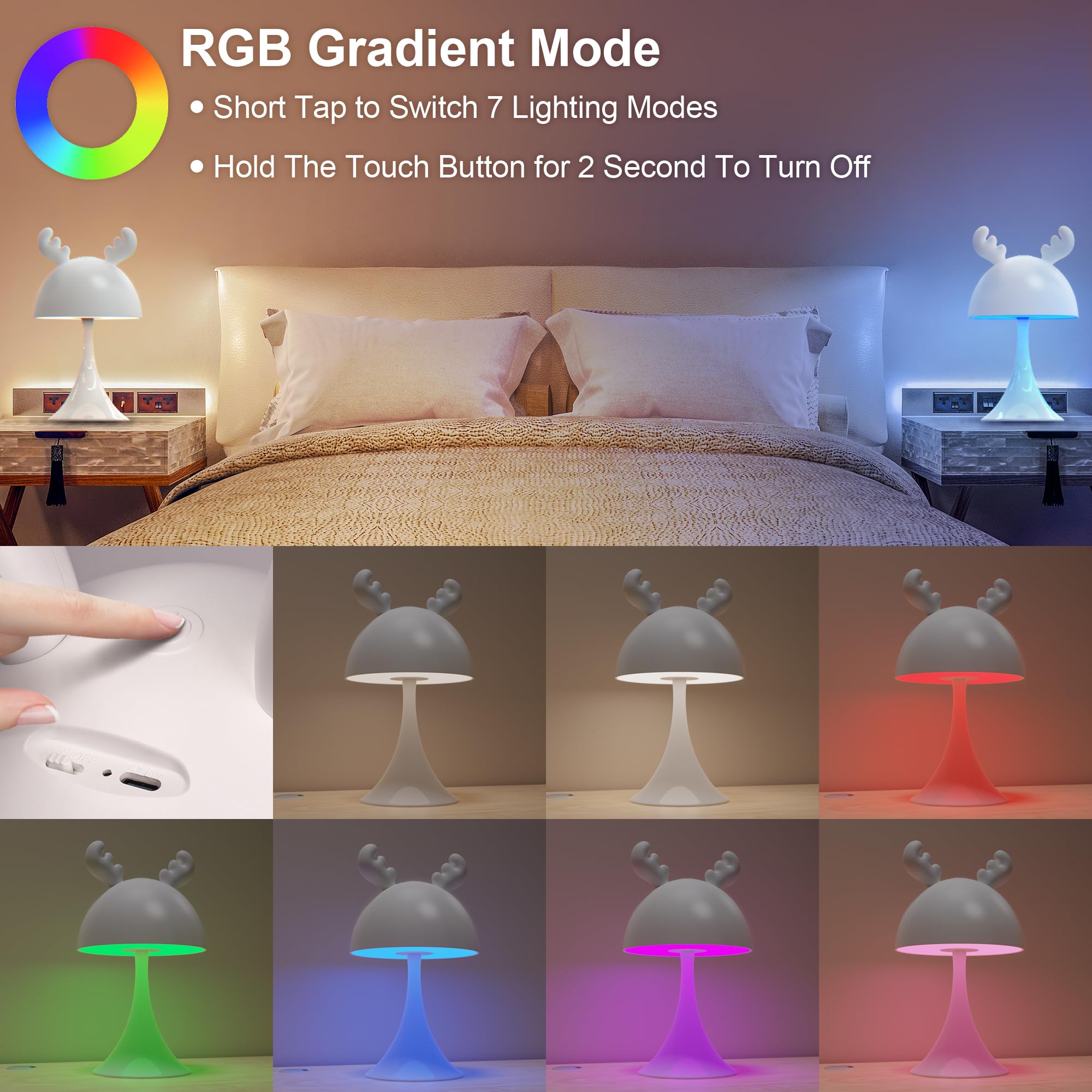 Lampada da tavolo ricaricabile USB a forma di cartone animato Lampada a doppia luce LED Lampada da lettura per camera da letto per bambini per studenti Lampada da notte – acquista a