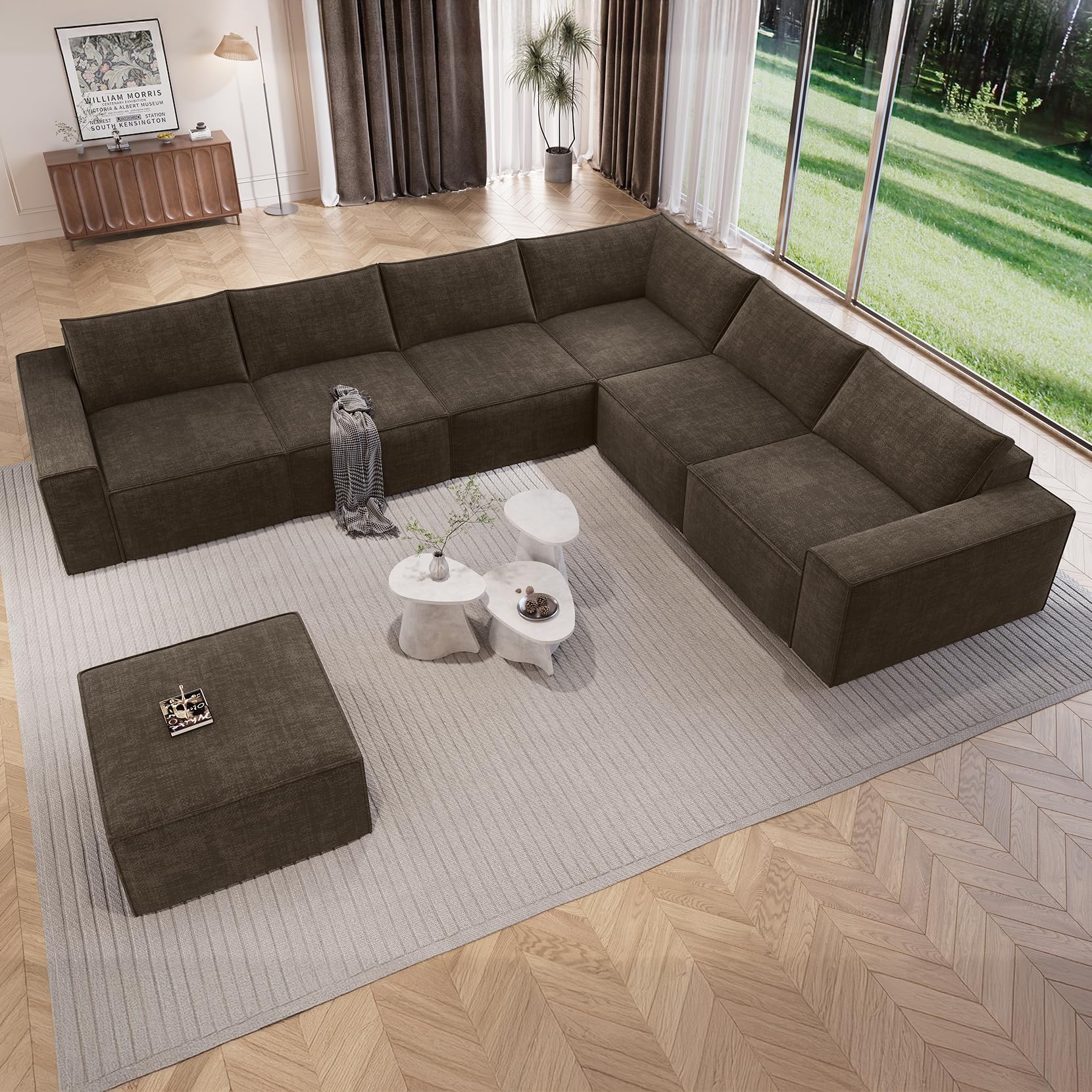 Vesgantti Boneless Couch in Dark Brown