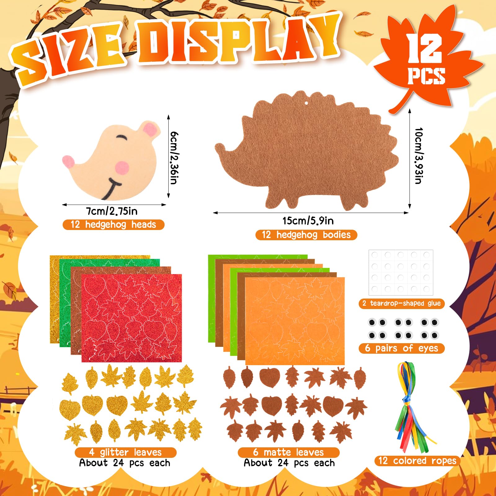 Kit Créatif Hérisson En Feutrine – 12 Pièces Pour Enfants De 3 à 10 Ans – Activité Manuelle Automne Et Noël