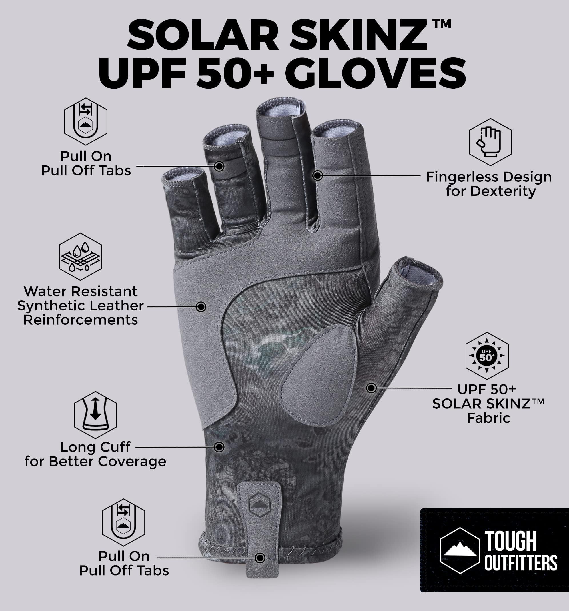Tough Outdoors UV Fishing Gloves - Fingerless, Kayaking & Sailing - UPF 50+ Sun Protection