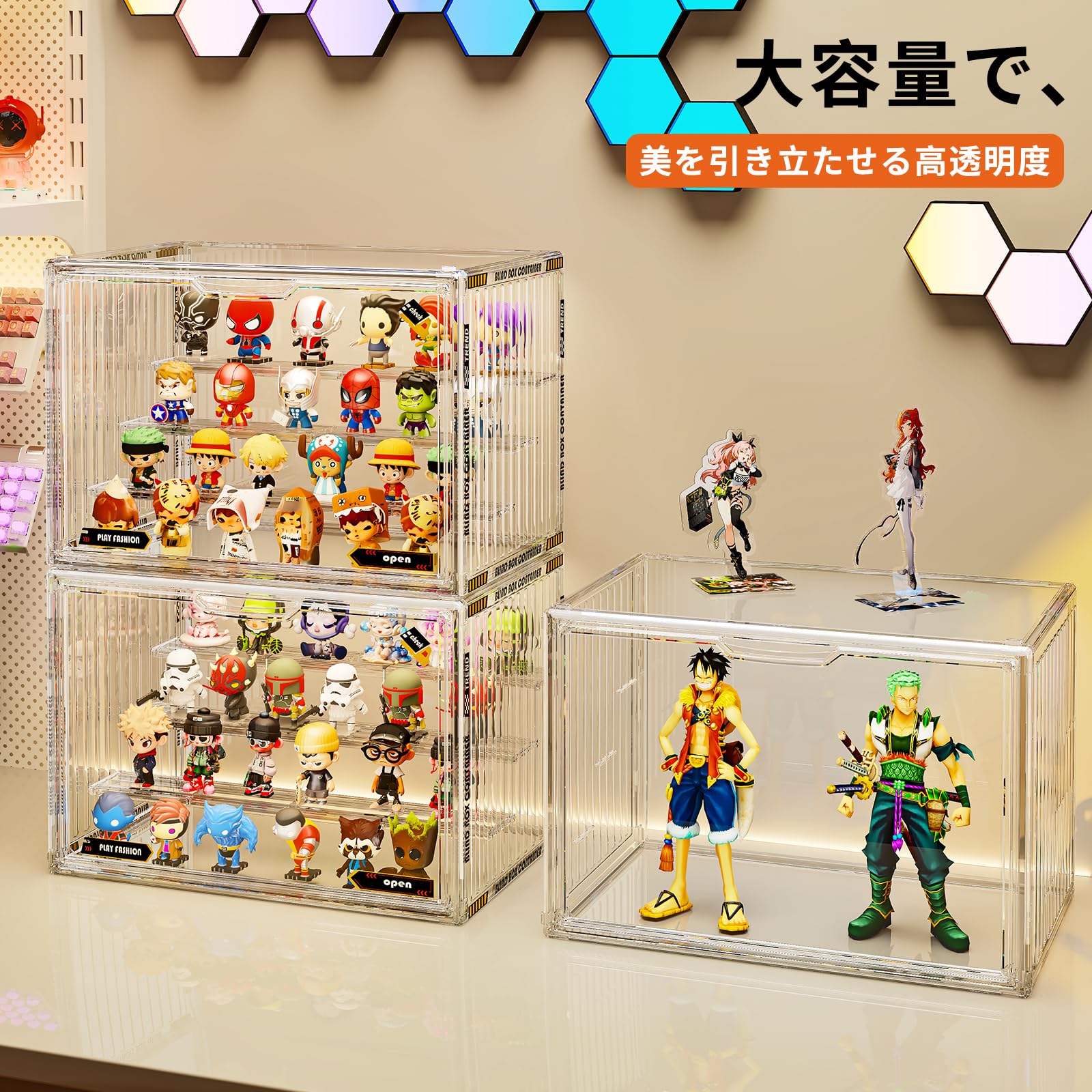 Amazon.co.jp: JOYZAN 透明 コレクションケース 卓上 組み立てタイプ 4 
