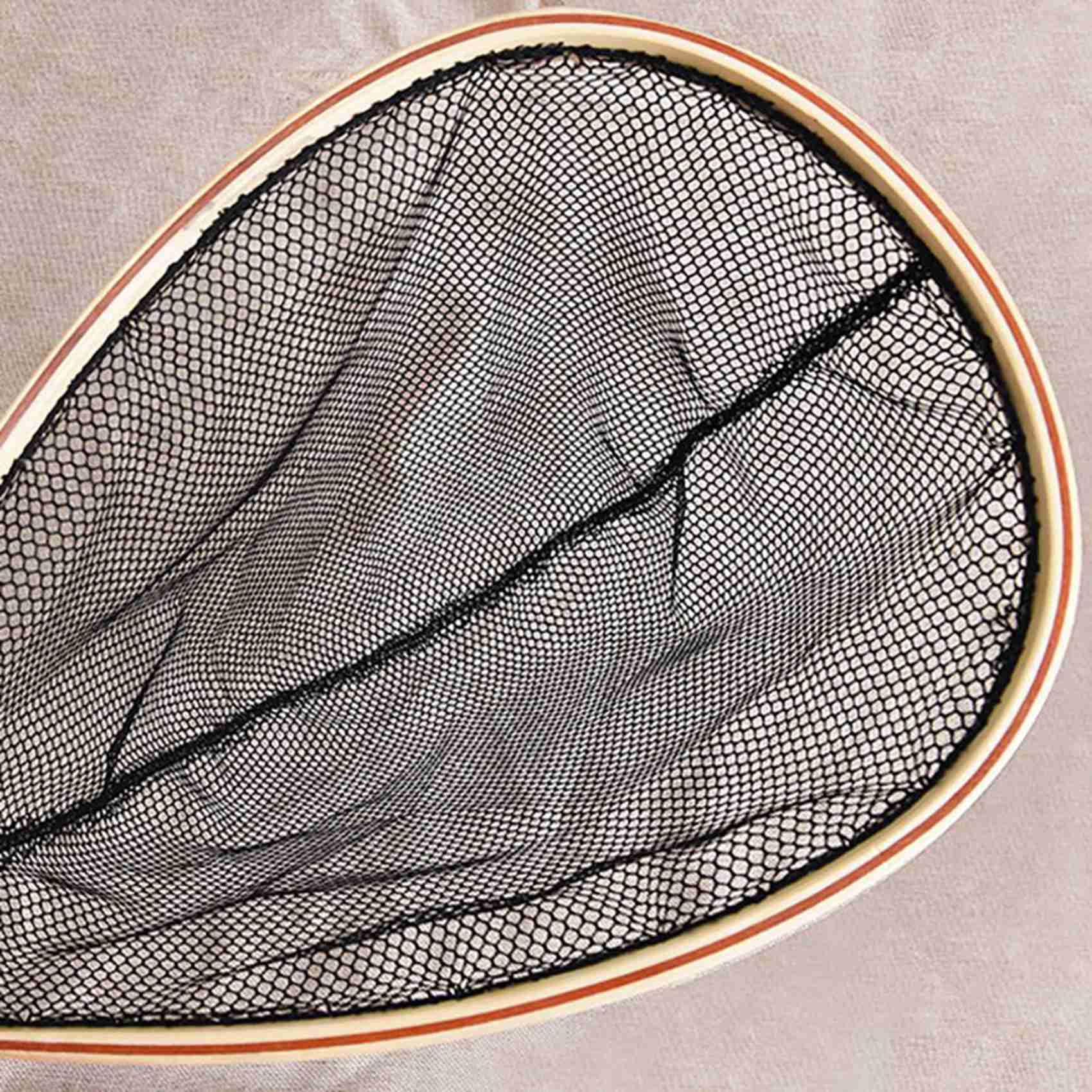3X Guadino per Pesca Un Mosca Manico nel Legno Manico di Atterraggio nel Nylon Trota Mesh Fish Catch Release Scoop Fishing Tool