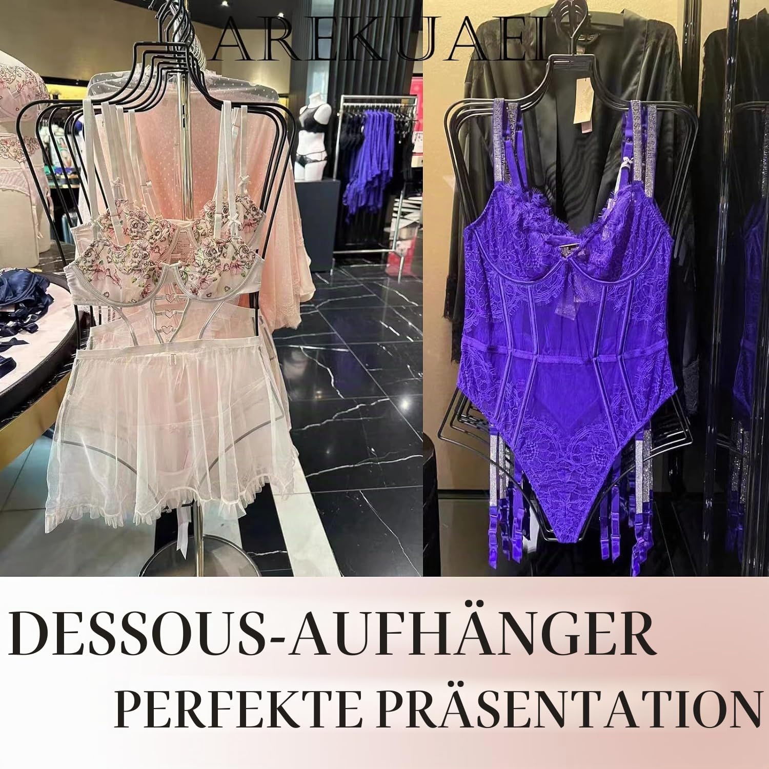 Dessous Aufhänger Draht Körperform Display (Mattschwarz) 10 PCS Bikini Badeanzug hänger