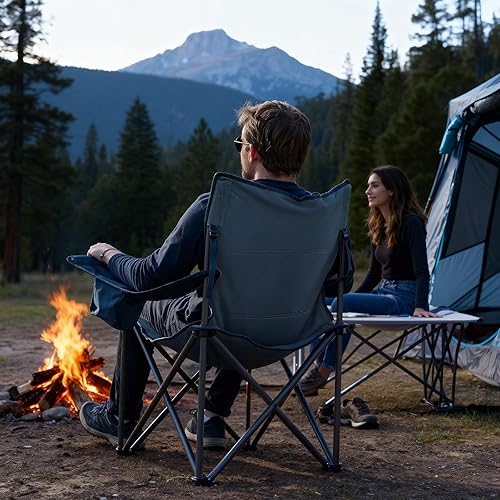 Miniatura 2 de Timber Ridge Silla de campamento plegable de gran tamaño de 550 libras para adultos, silla de exterior resistente con soporte para tazas, bolsillo