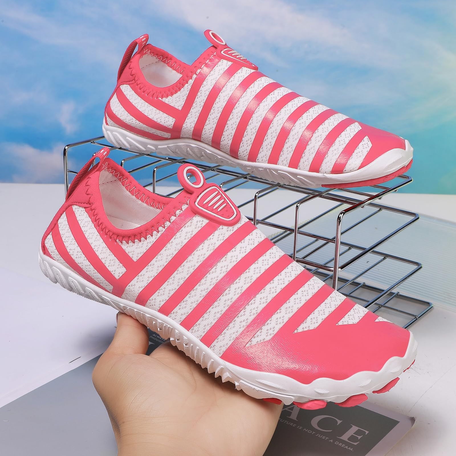 Zapatillas Acuáticas Sin Cordones Mujer Zapatos Aqua Parte Superior Transpirable Suave Ajuste Flexible Secado Rápido Confort Playa Gimnasio Natación Viaje