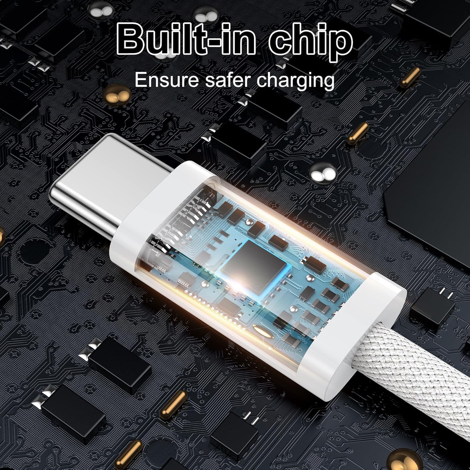 Cavo USB C 2M 2Pack 60W Cavo di ricarica USB-C PD 3.0 Cavo di ricarica rapida Type C per iPhone 15 16 17 Pro Max, Samsung Galaxy S24/S23, Pixel 7 iPad Pro MacBook Air