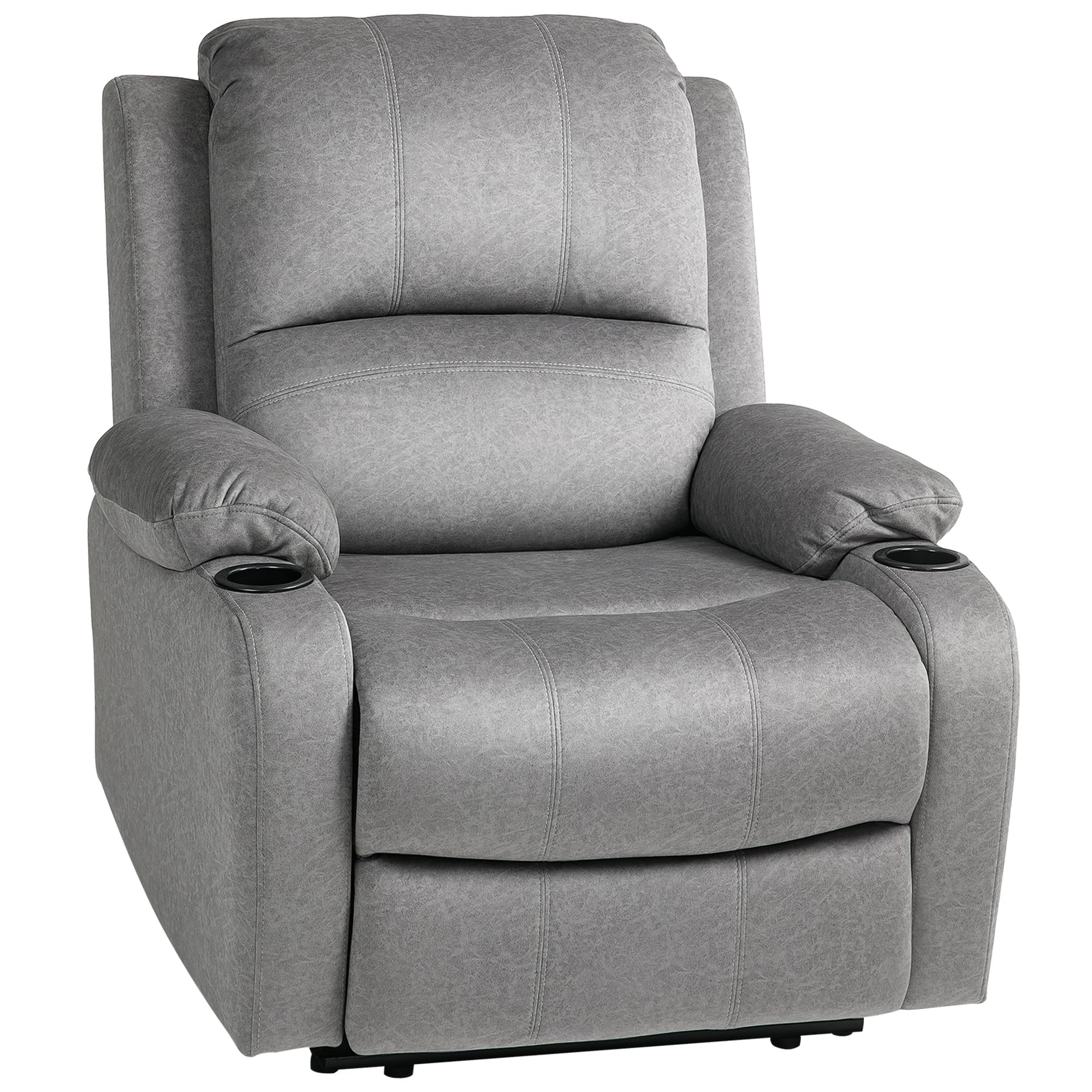 Homcom Grey Recliner Armchair For Living Room Recliner Chair With Cup Holder