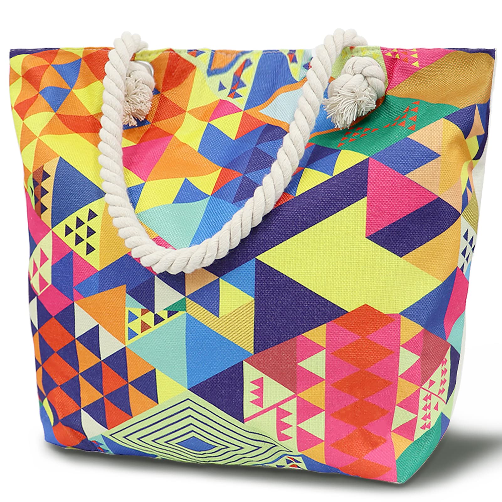 LEcylankEr Bolsa de Playa para Mujer, Bolsa de Playa Grande con Cremallera, Bolsa de Lona para Playa, Viaje, Piscina, Compras