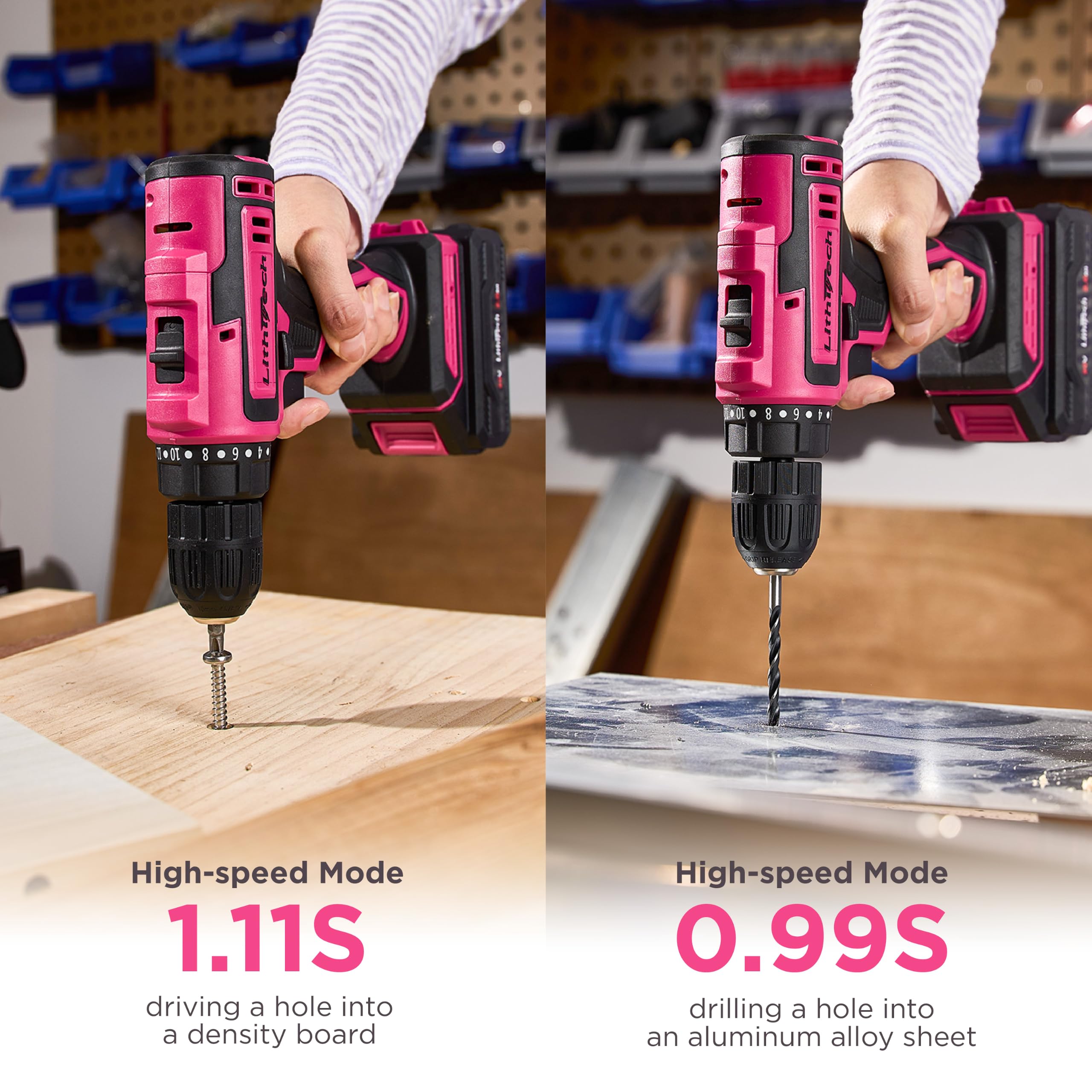 20 V rosa Akku-Bohrmaschinen-Set für Frauen – mit 2,0 Ah Akku und Ladegerät, 0,95 cm Schnellspannbohrfutter, leichtes elektrisches Bohrwerkzeug, 2 Geschwindigkeiten + 354 In-Lb Drehmoment