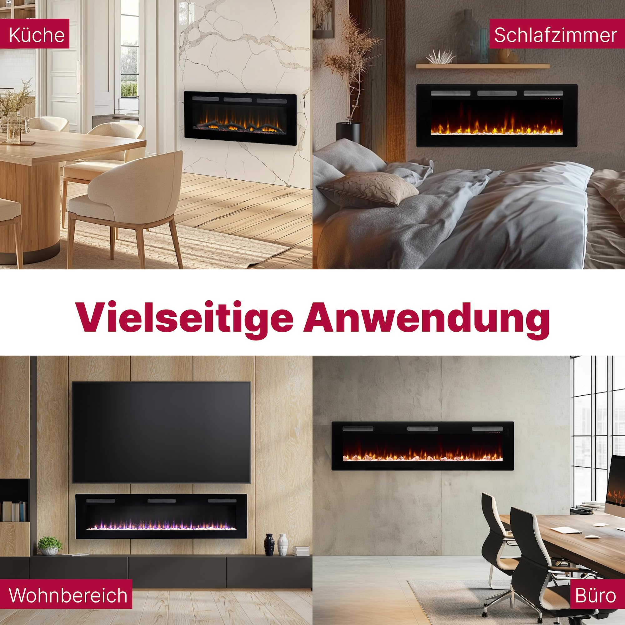 Dimplex Kominek elektryczny Sierra 48" / 122 cm – kominek elektryczny z ogrzewaniem i ogniem – realistyczny efekt płomienia LED – do montażu, zawieszenia lub wolnostojący – obsługa za pomocą aplikacji