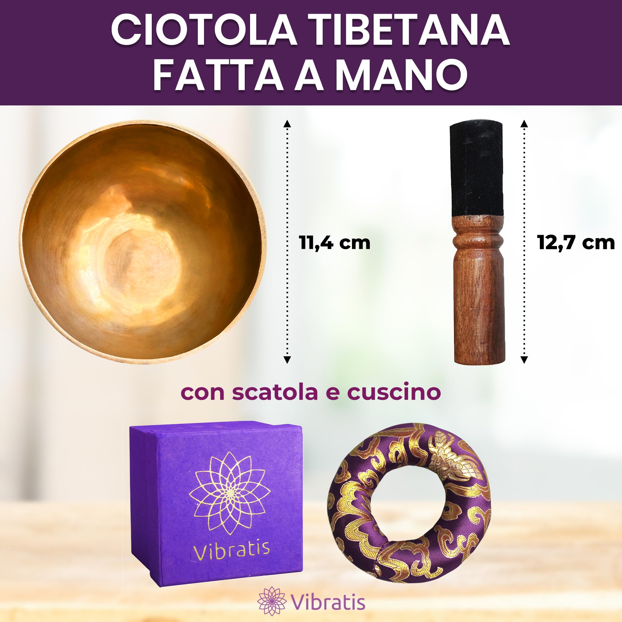 Campana Tibetana Meditazione 7 Metalli - Handmade In Nepal Con Cofanetto - Foto 11