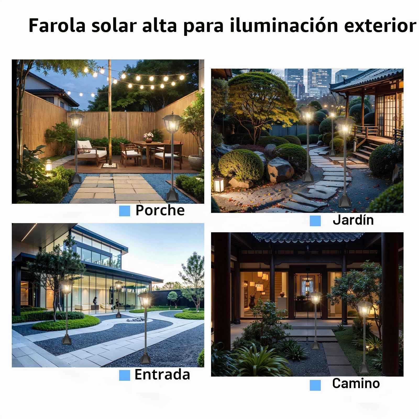 Linterna solar linternas solares de 180 cm para el exterior con linterna de jardín solar de pimazos de tierra para la resistencia a la intemperie, la lámpara de jardín ligera de camino