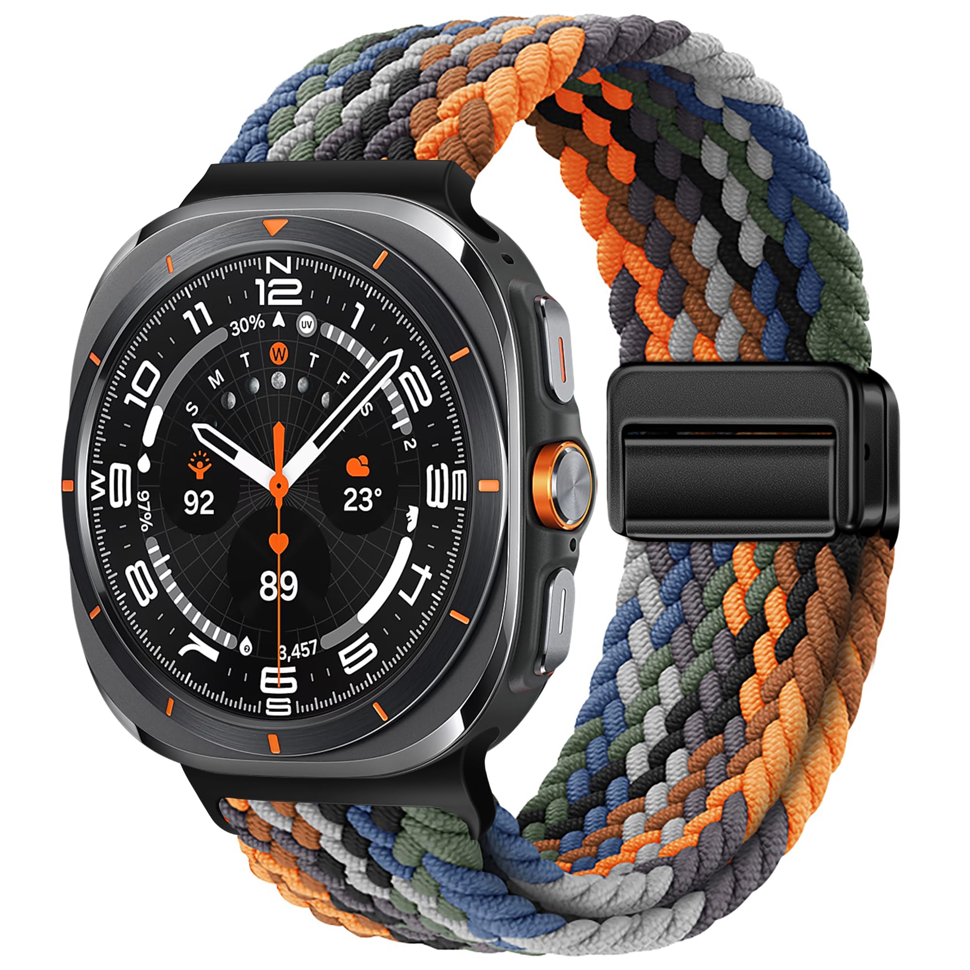 XMUXI Compatible with Samsung Galaxy Ultra Watch Strap 47mm Magnetic Nylon Replacement Bands for Galaxy Ultra Braided Sport Loop Women Men One Click (No Watch) (Camouflage Colorful)-image-40