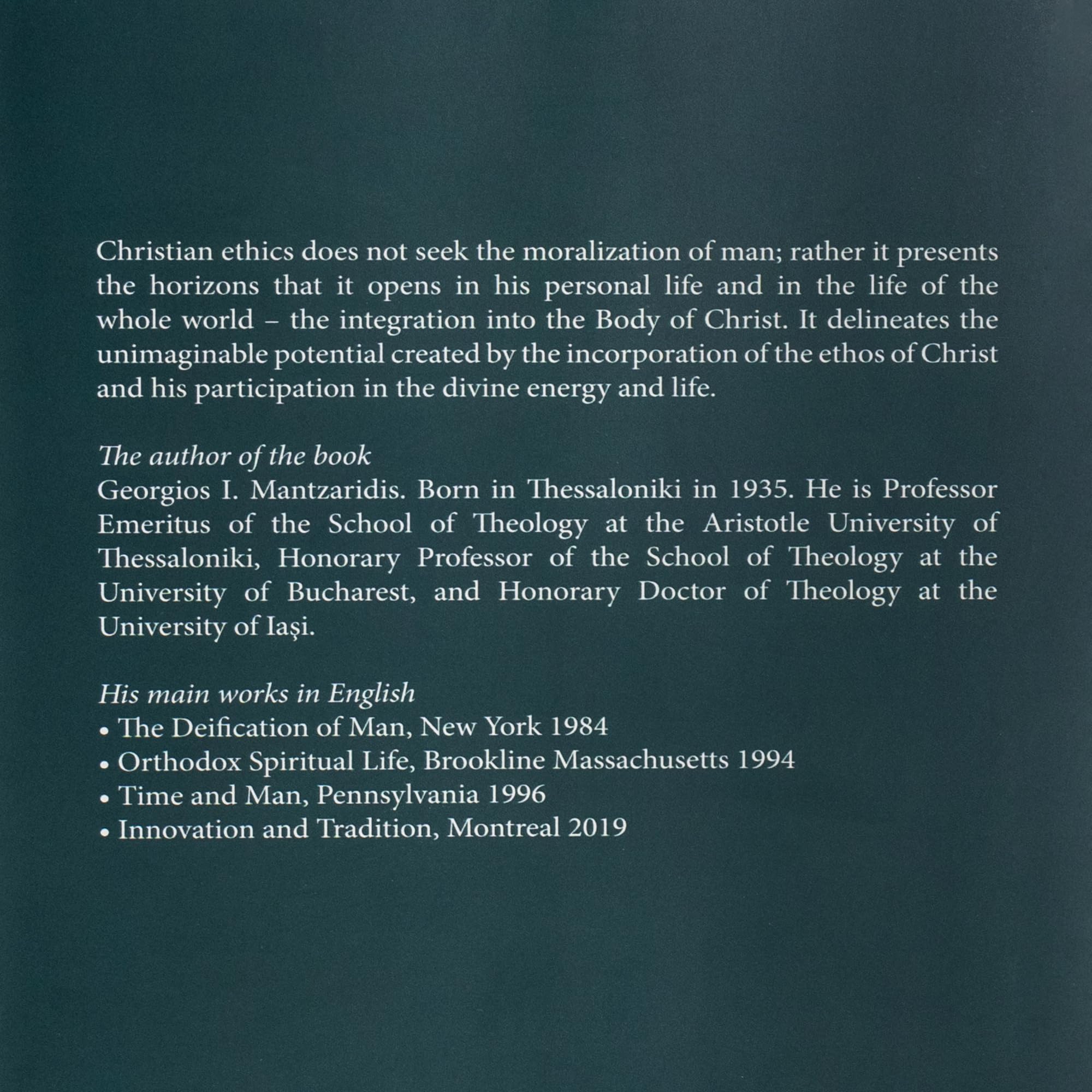 Christian Ethics (Volume One) - Introduction - General Principles and Modern Challenges