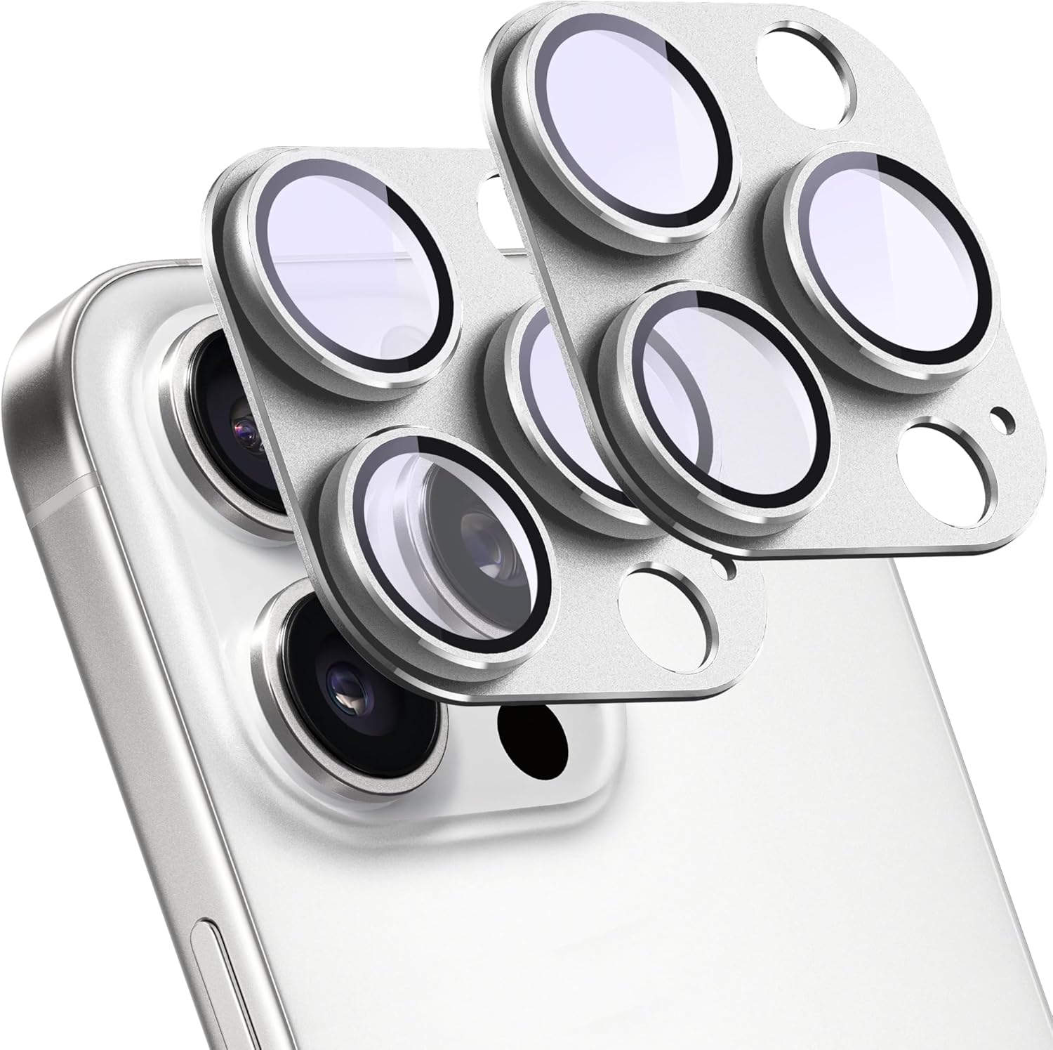 2 Pack Camera Lens Protector for iPhone 14 Pro/14 Pro Max,[Not Easy to Breakn ] AR Tempered Glass Strong Adsorption Metal Camera Cover Screen-Silvery