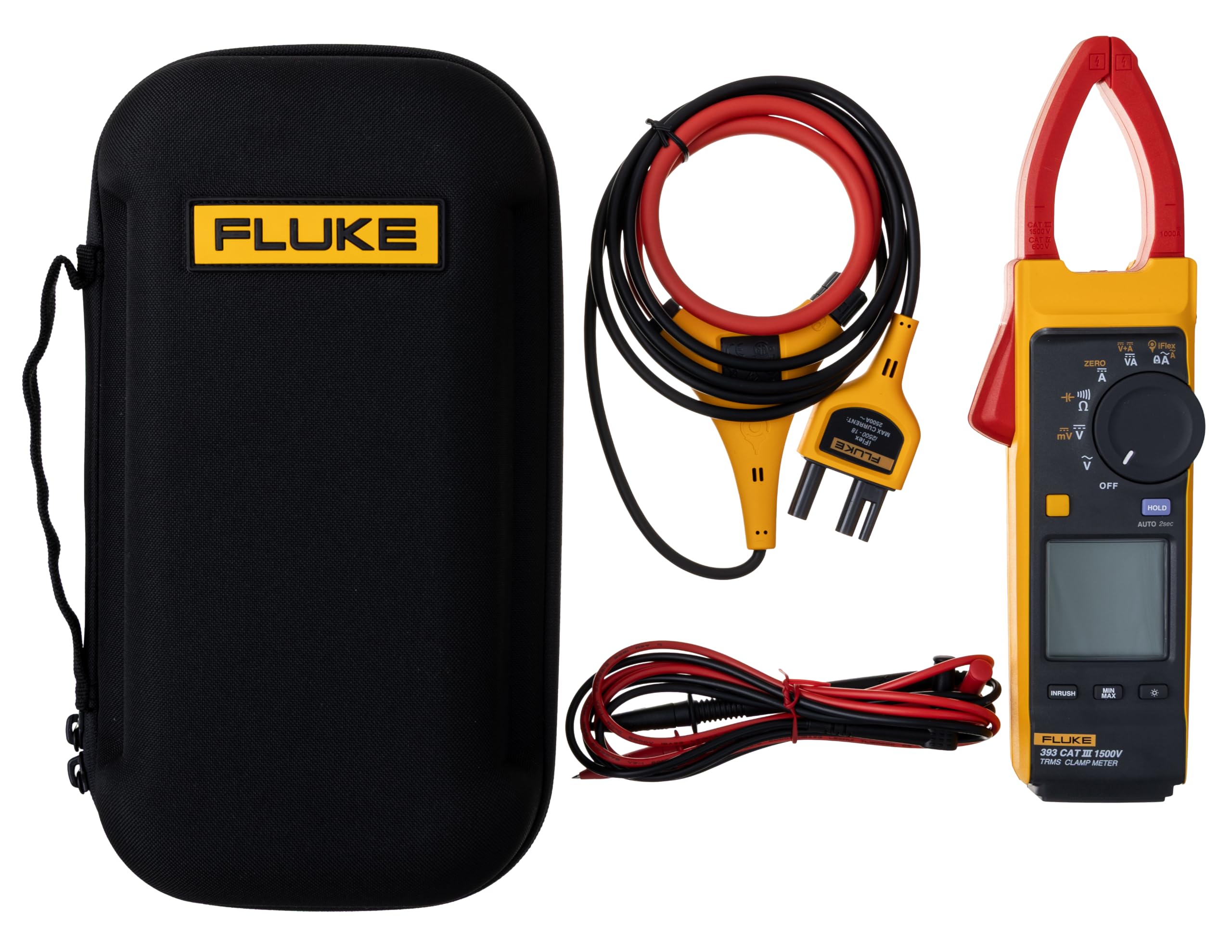 Pinza amperimétrica de verdadero valor eficaz con iFlex CAT III 1500 V 393 FC
