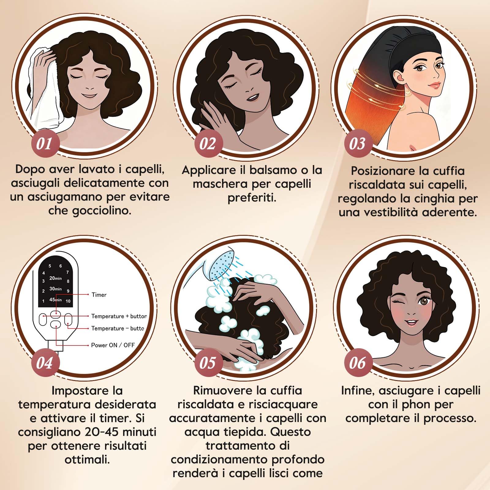 DEWEL Cuffia Termica per Capelli, Cuffia Termica per Capelli Henne (Nero) | Versione Estesa, 10 Livelli di Temperatura Regolabili, Adatto per l'Uso in Spa, Saloni e Casa