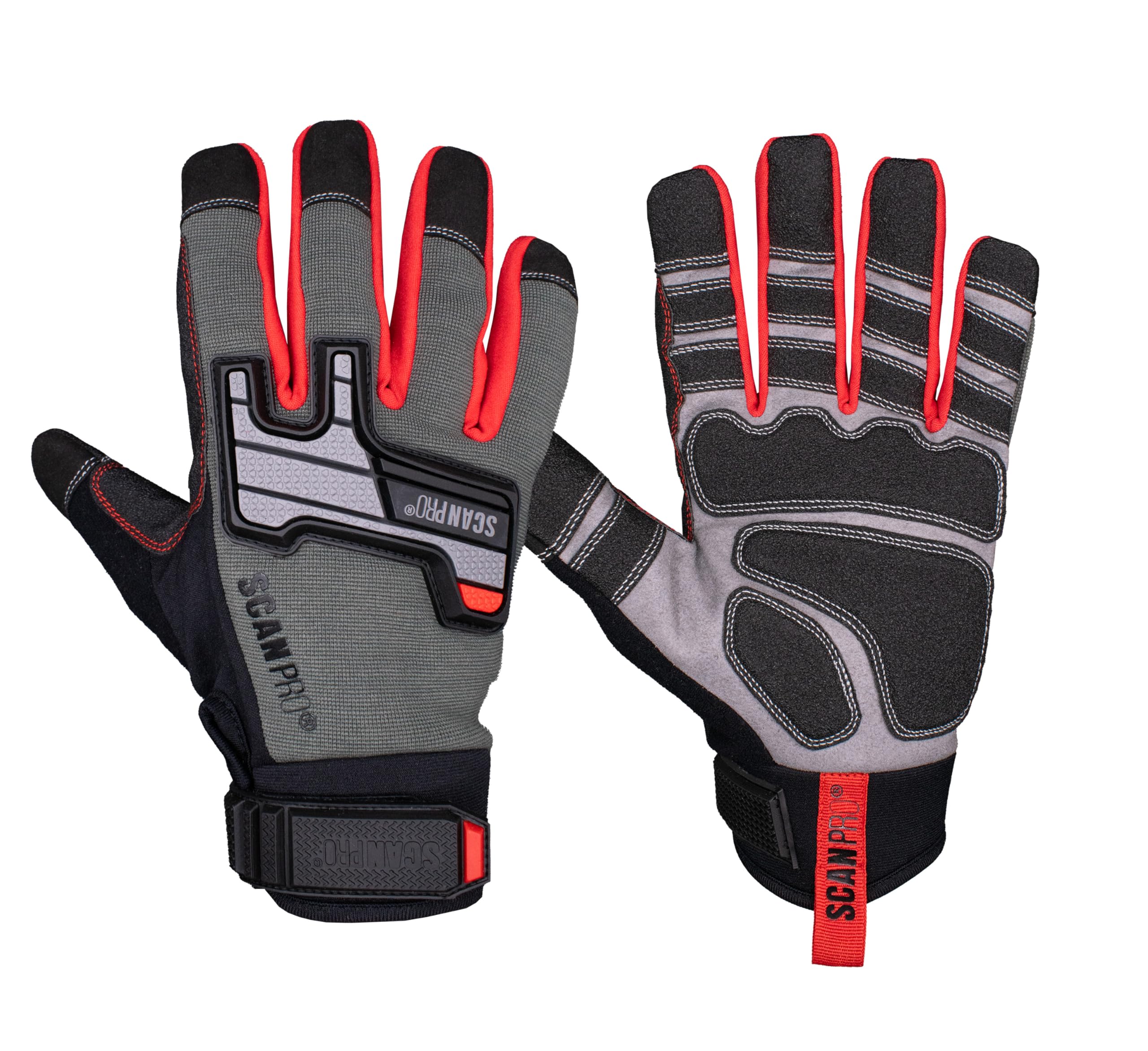 Scan Pro Mechanics Gloves, Protective Work Gloves with Reinforced Grip Palm, Anti-Impact Knuckle Protection