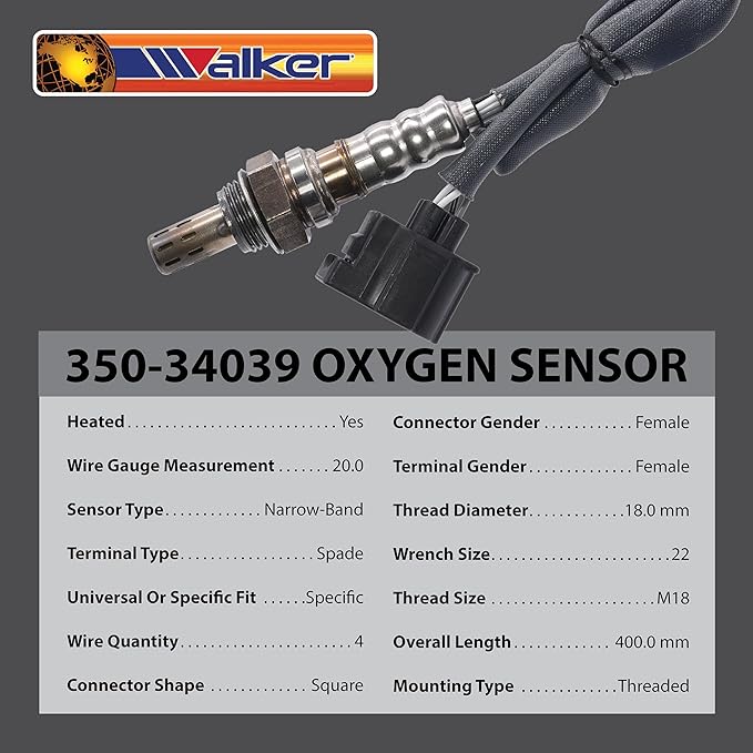 Sensor de Oxígeno Walker Products 350-34039 4 Cables miniatura 9