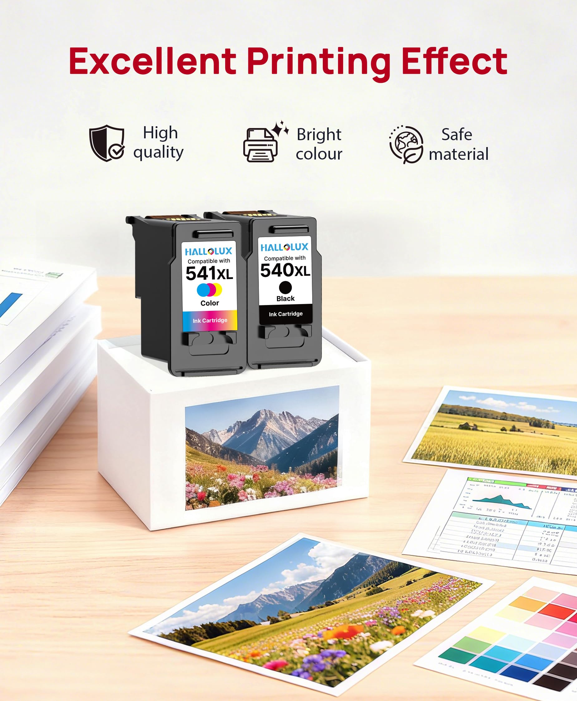 HALLOLUX PG-540XL CL-541XL Cartucce d'inchiostro Sostituzione per Canon 540 541 PG 540 XL CL 541 XL per Canon TS5150 TS5151 per Pixma MG3650 MG3650S MG3600 MX475 MX535 MG3500 MG3550 (Nero e Colore)