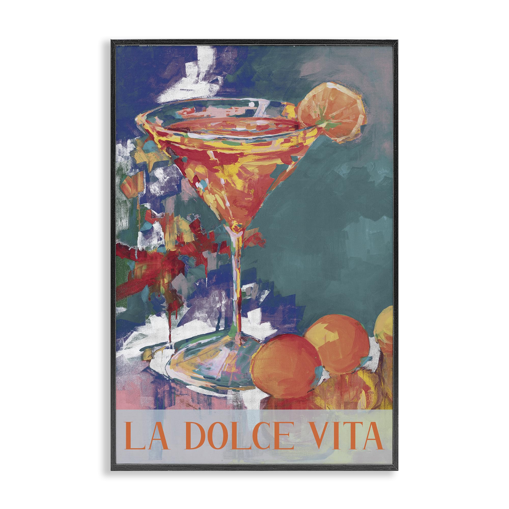 Stupell Industries Jane Slivka - Cóctel de cítricos sobre azul, arte giclée enmarcado, negro, 12 x 18 pulgadas, fácil de colgar y resistente, fabricado en Estados Unidos